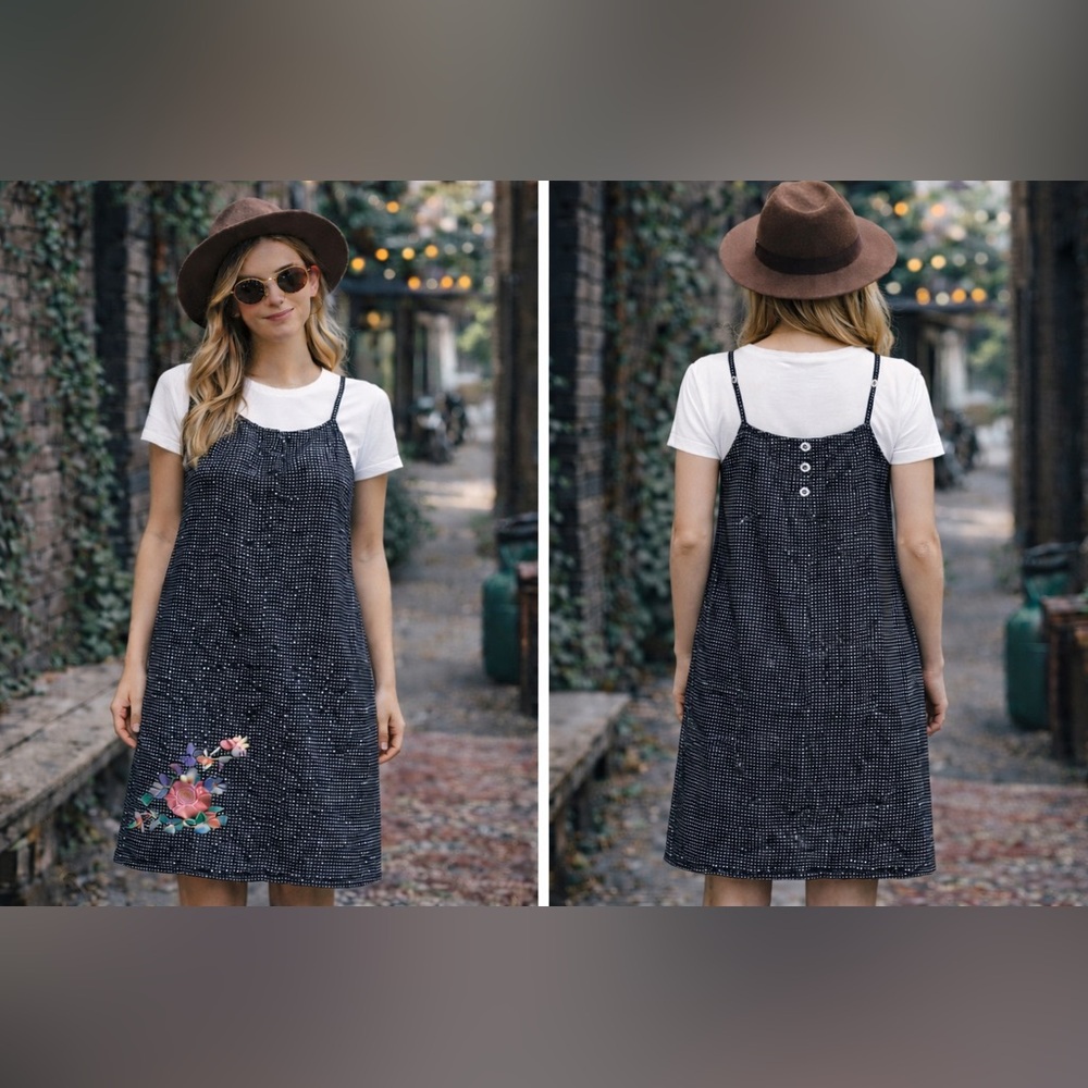 90s Y2K Diesel graph grid style dress with floral detailing super rare